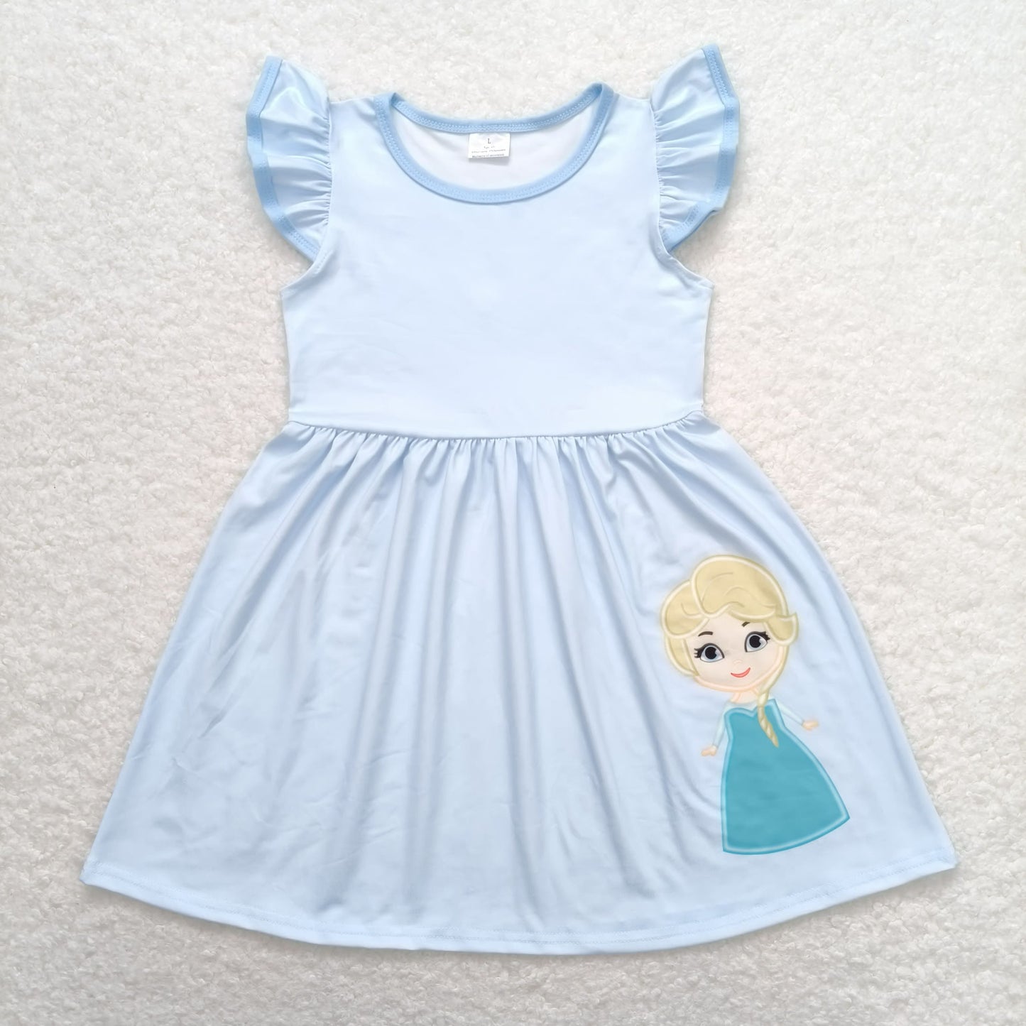 GSD1147 Princess Blue flying sleeve dress High quality girls dresses 2-12 children clothing