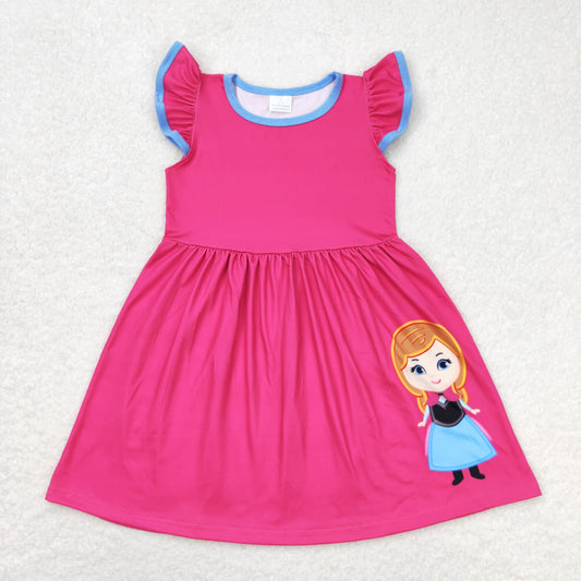 GSD1149 Disney Princess Rose Red  Flying Sleeve Dress Girls Boutique clothes  202404 RTS