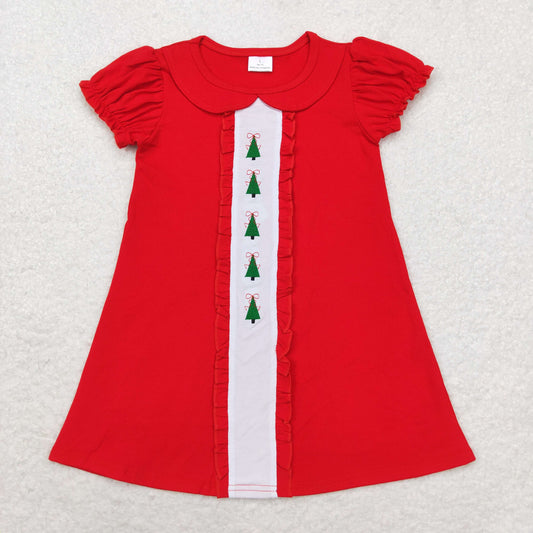 GSD1374 Embroidered Christmas tree doll collar red short-sleeved dress