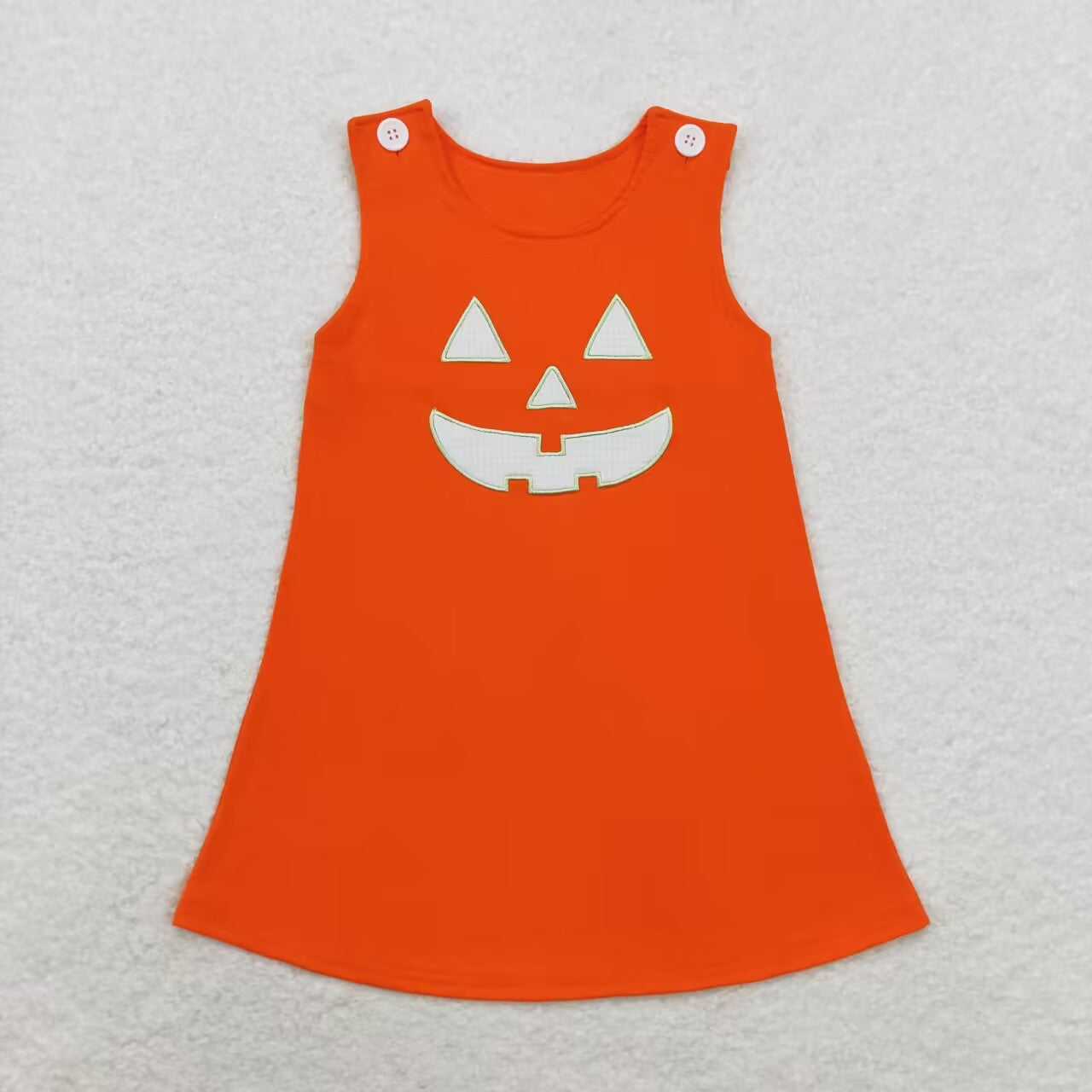 GSD1376 Embroidered Halloween smiley orange sleeveless dress