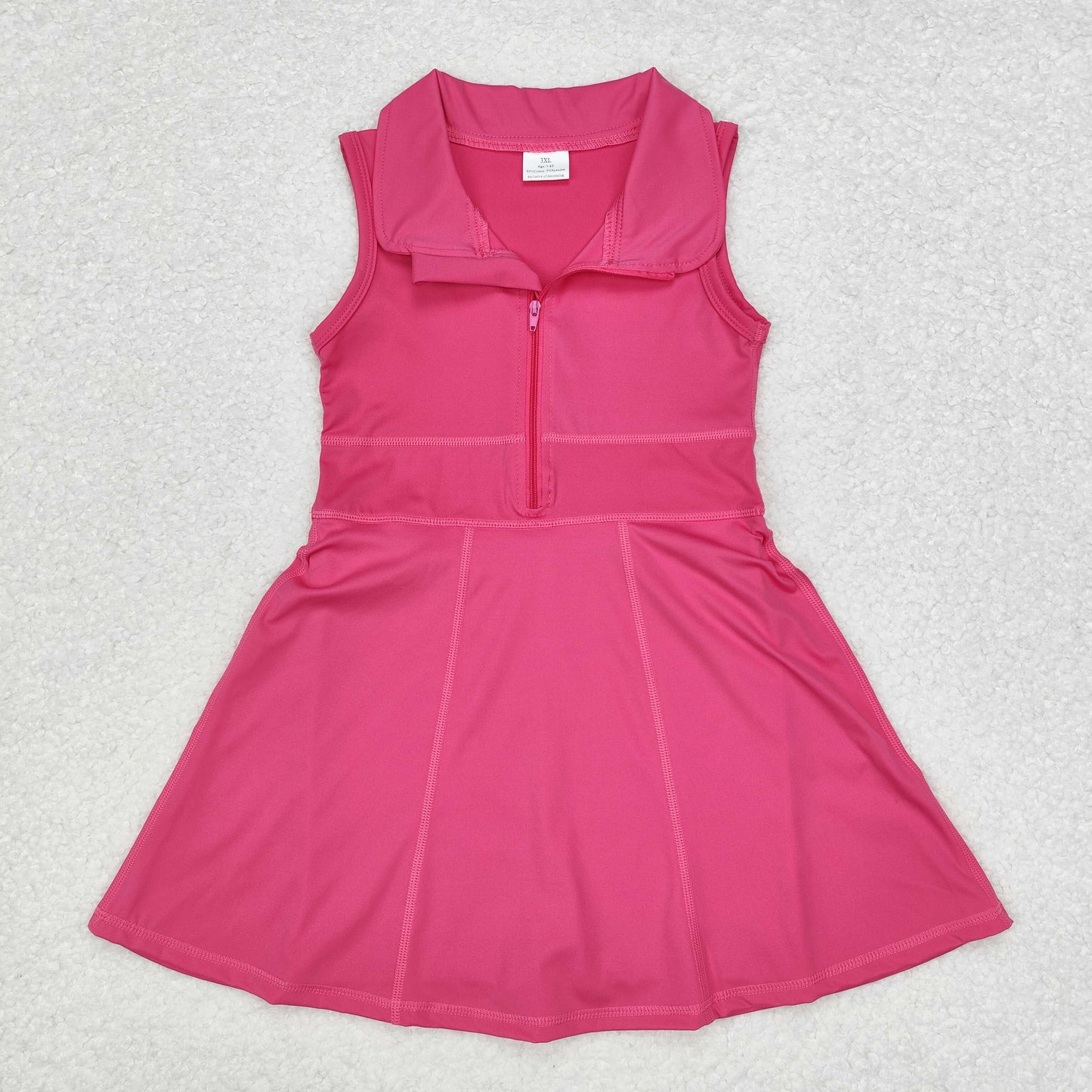 GSD1379 Solid rose zipper yoga dress sleeveless dress