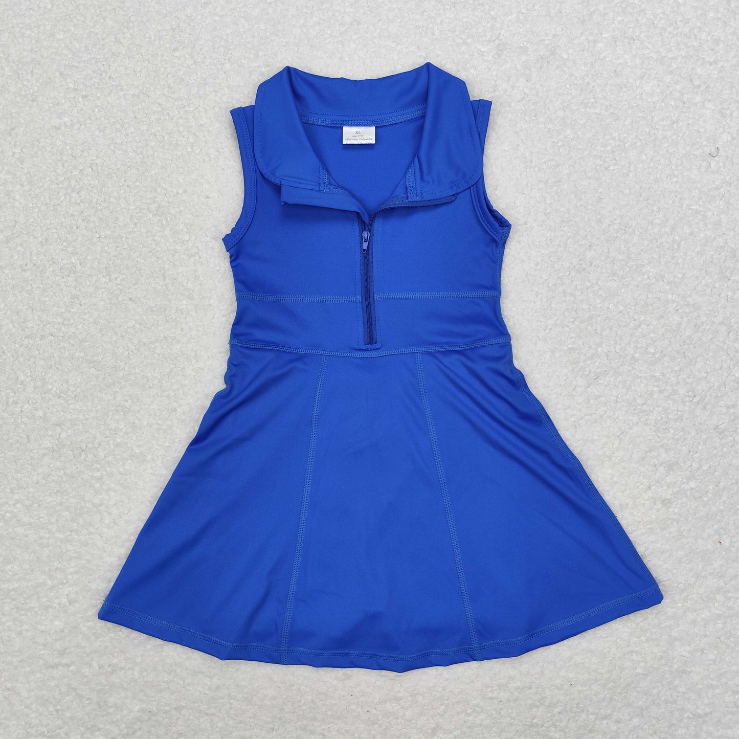 GSD1381 Solid color blue zipper yoga dress sleeveless dress