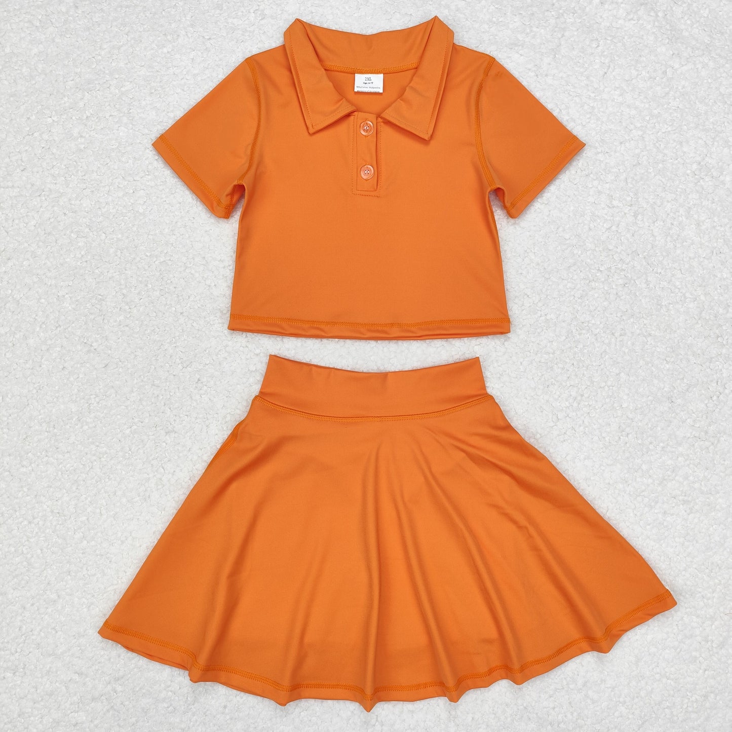 GSD1394 Solid color orange short sleeve skirt yoga suit