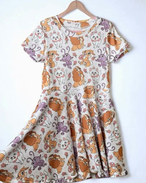 Preorder GSD1402 NO MOQ cartoon Ant Rabbit Kitten short sleeve dress