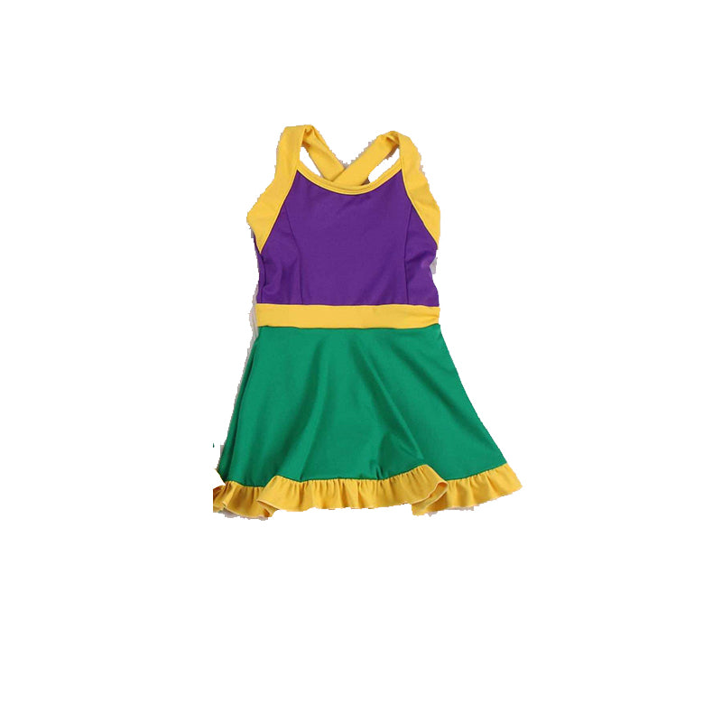 Preorder GSD1431 Yellow lace purple-green sport sleeveless dress