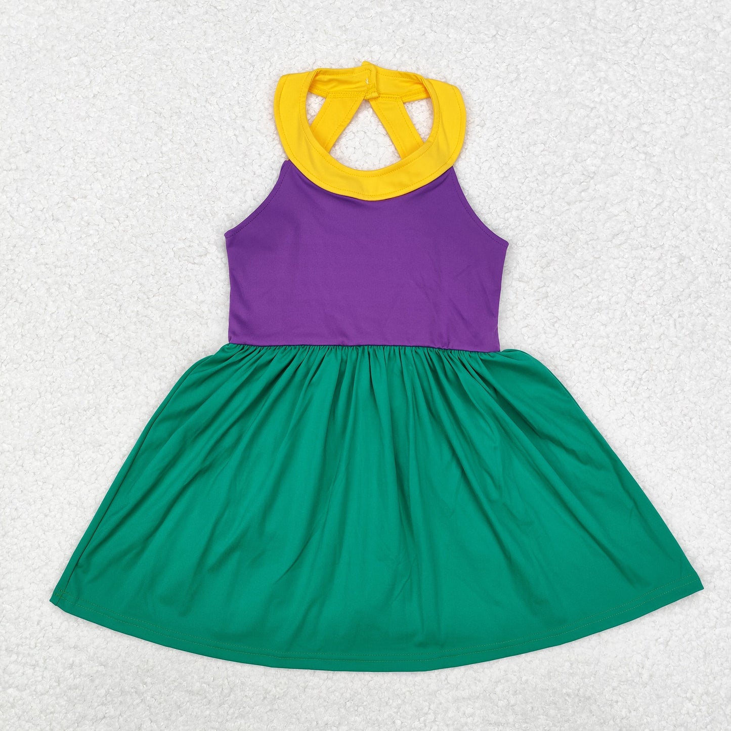 GSD1433 Yellow Green Purple Halter Yoga Dresses for Girls RTS 20241130