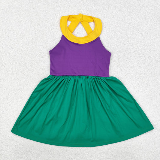 GSD1433 Yellow Green Purple Halter Yoga Dresses for Girls RTS 20241130