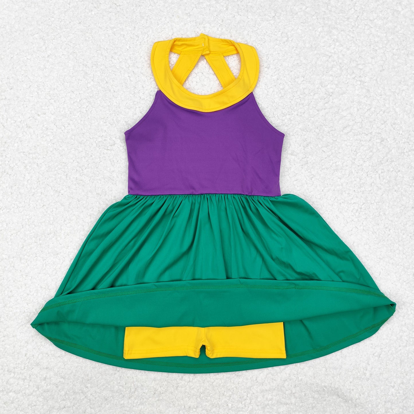 GSD1433 Yellow Green Purple Halter Yoga Dresses for Girls RTS 20241130