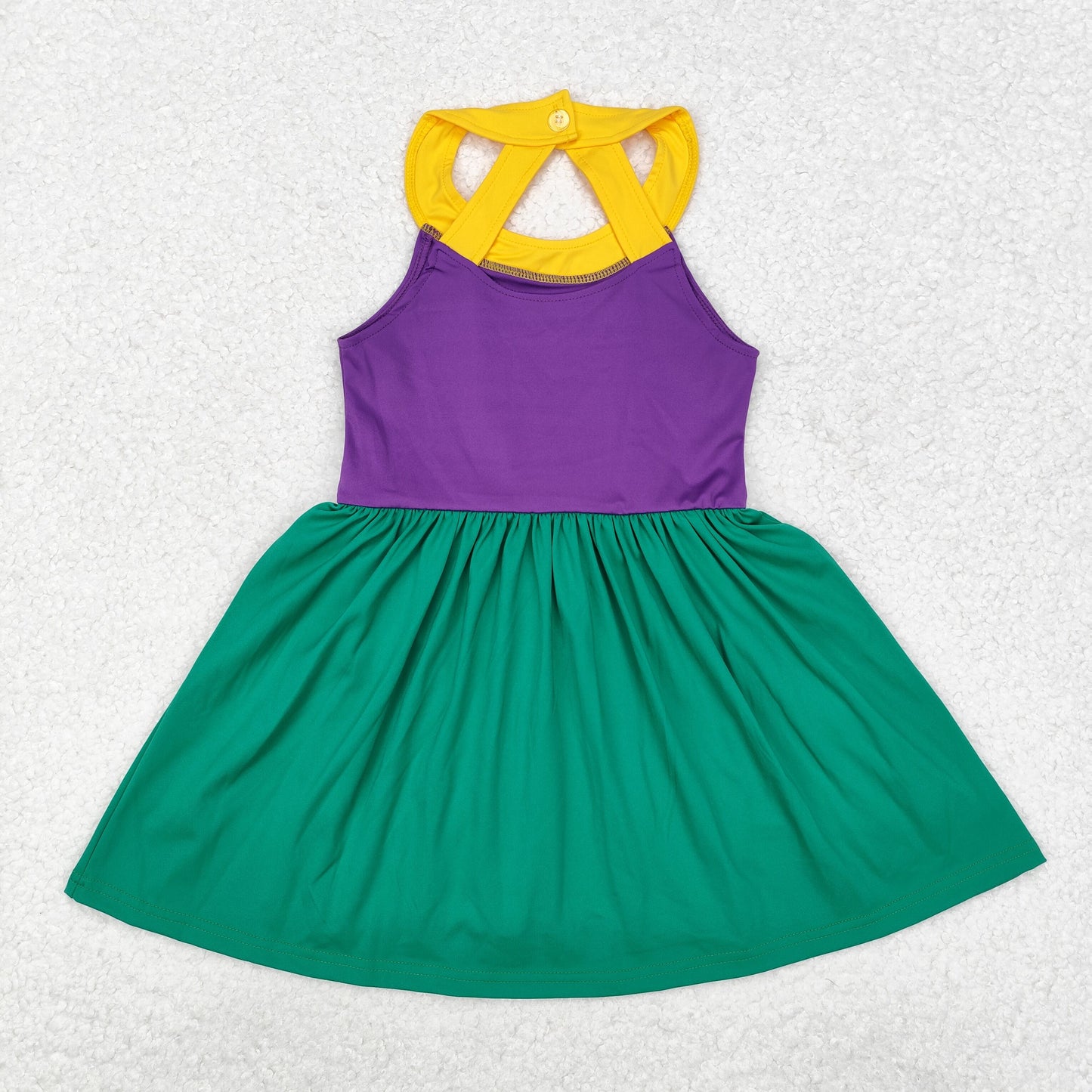 GSD1433 Yellow Green Purple Halter Yoga Dresses for Girls RTS 20241130