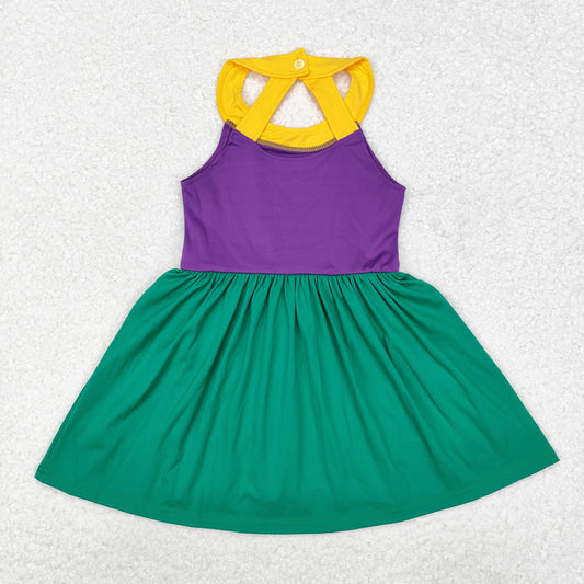 GSD1433 Yellow Green Purple Halter Yoga Dresses for Girls RTS 20241130