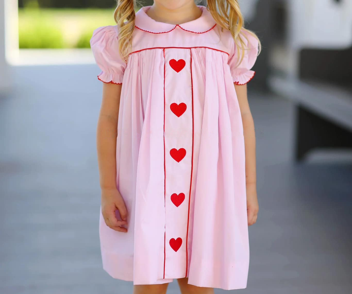 Preorder GSD1453 Red love pink doll collar short-sleeved dress