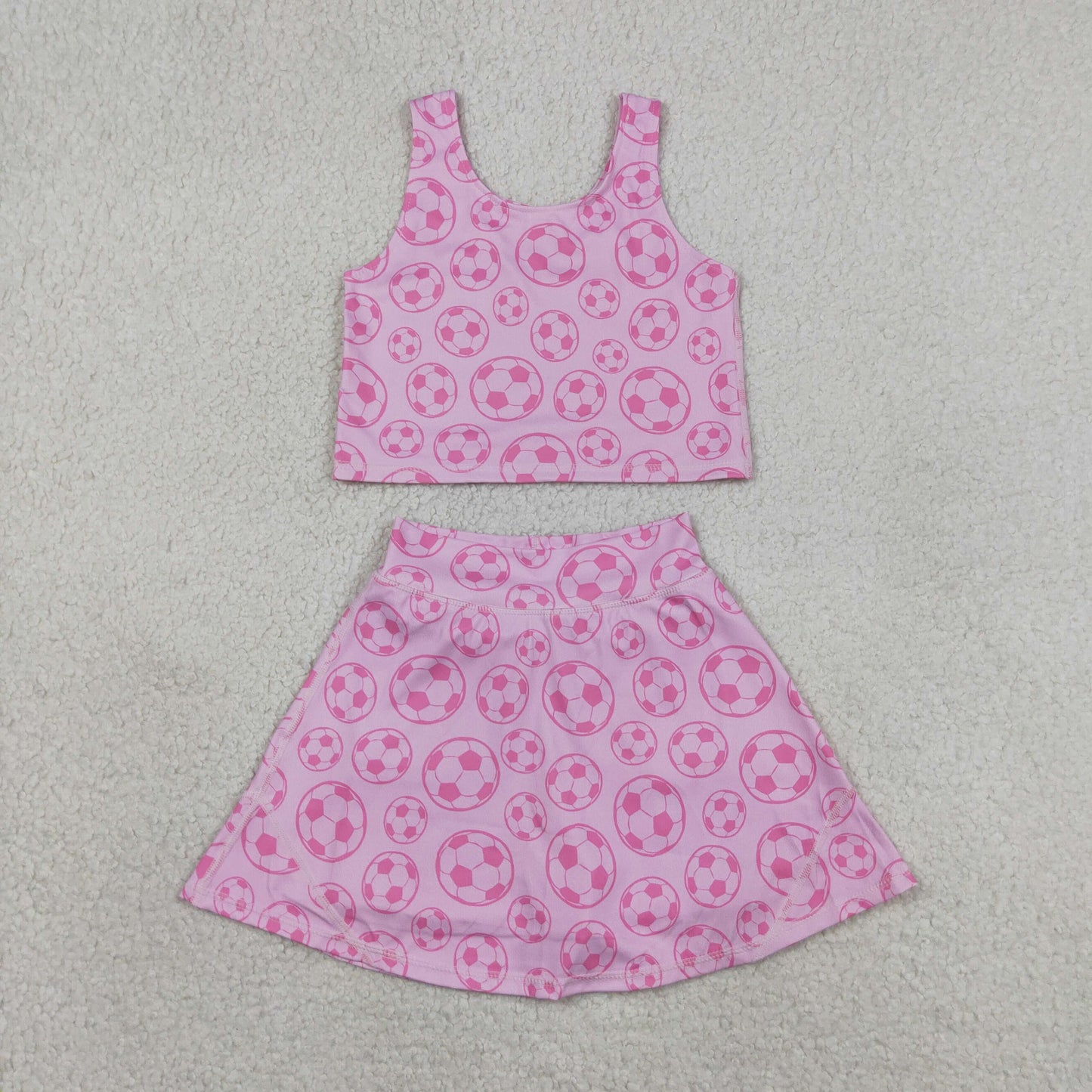 NEW GSD1468 GO TEAM Yoga Wear Football Pure Rose Pink Sleeveless Skirts Shorts Girls Sets 202604 RTS