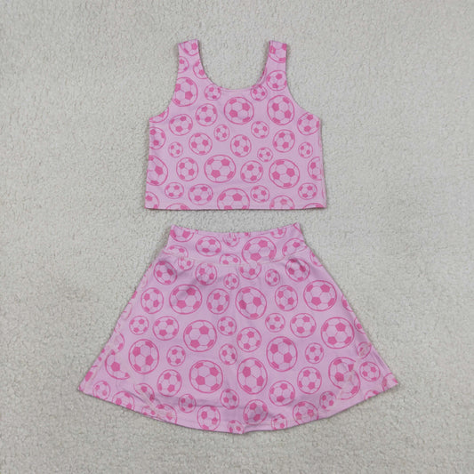 NEW GSD1468 GO TEAM Yoga Wear Football Pure Rose Pink Sleeveless Skirts Shorts Girls Sets 202604 RTS