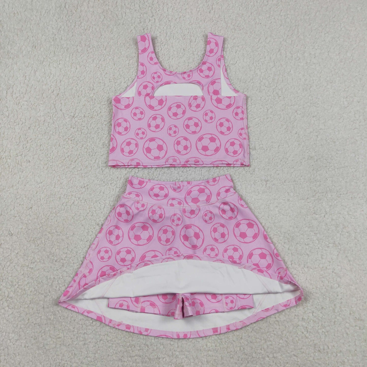 NEW GSD1468 GO TEAM Yoga Wear Football Pure Rose Pink Sleeveless Skirts Shorts Girls Sets 202604 RTS