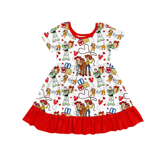 Preorder GSD1474 Valentine's Day love Balloon Toy Story Red lace white short-sleeved dress