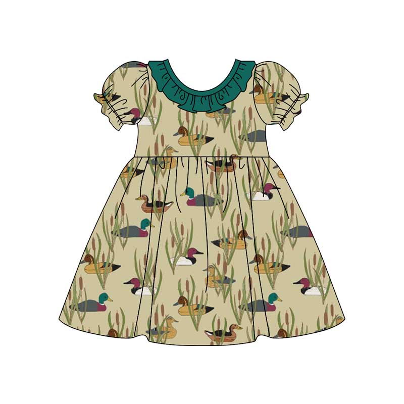 Preorder GSD1481 Duck and dandelion lace green short-sleeved dress