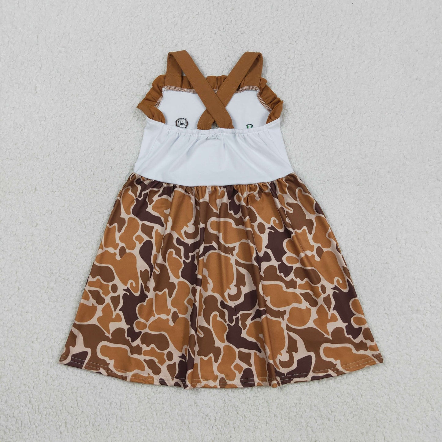 GSD1518 Embroidered Duck Hunting Camouflage Brown Ruffle Halter Dresses for Girls 202603 RTS