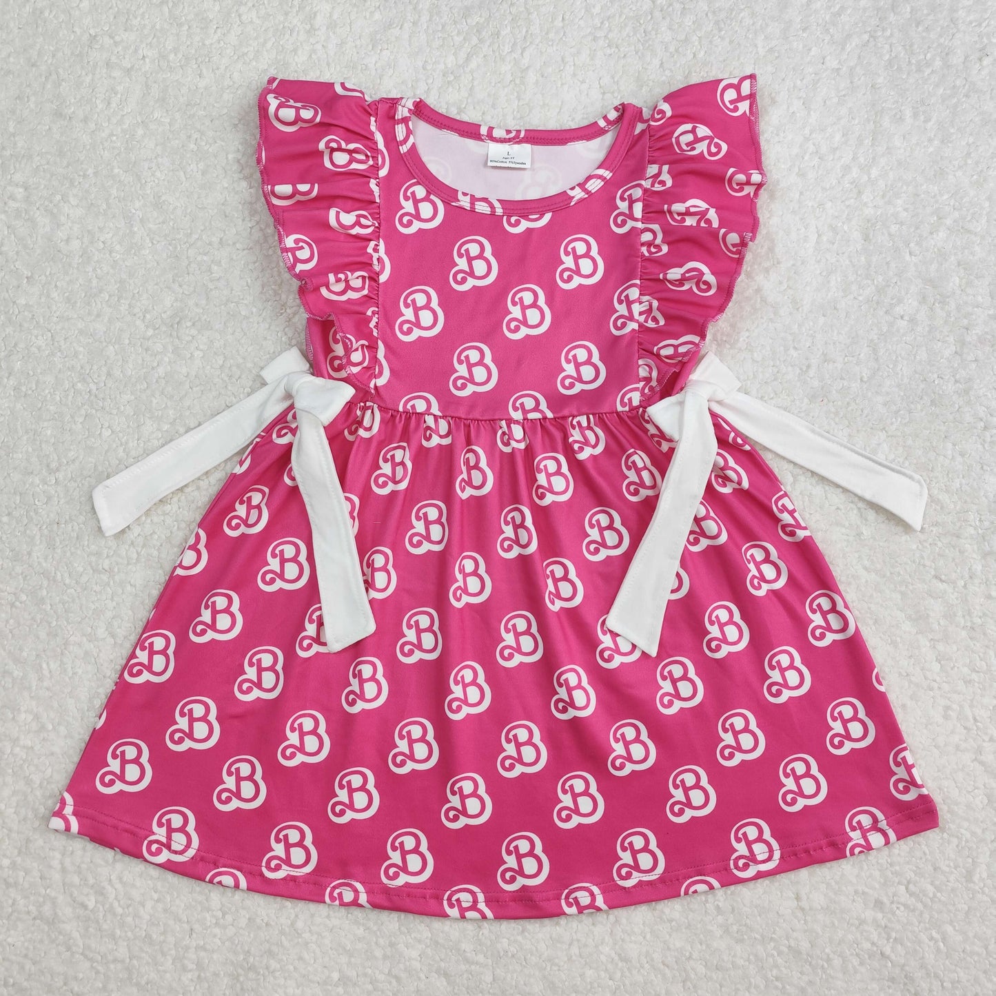 GSD1812 Rose Red Barbie Bows Ruffle Sleeveless Dress Girls Boutique clothes  202502 RTS