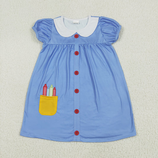 GSD1821  Girls Back to School Crayon Short Sleeve Dress 202506 RTS