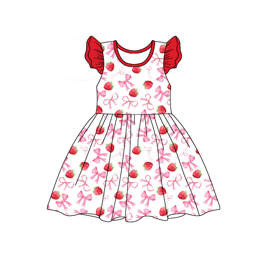 Preorder GSD1839 Rose Red Flower Ruffled Girls Boutique Sleeveless Dress Summer clothes  202501