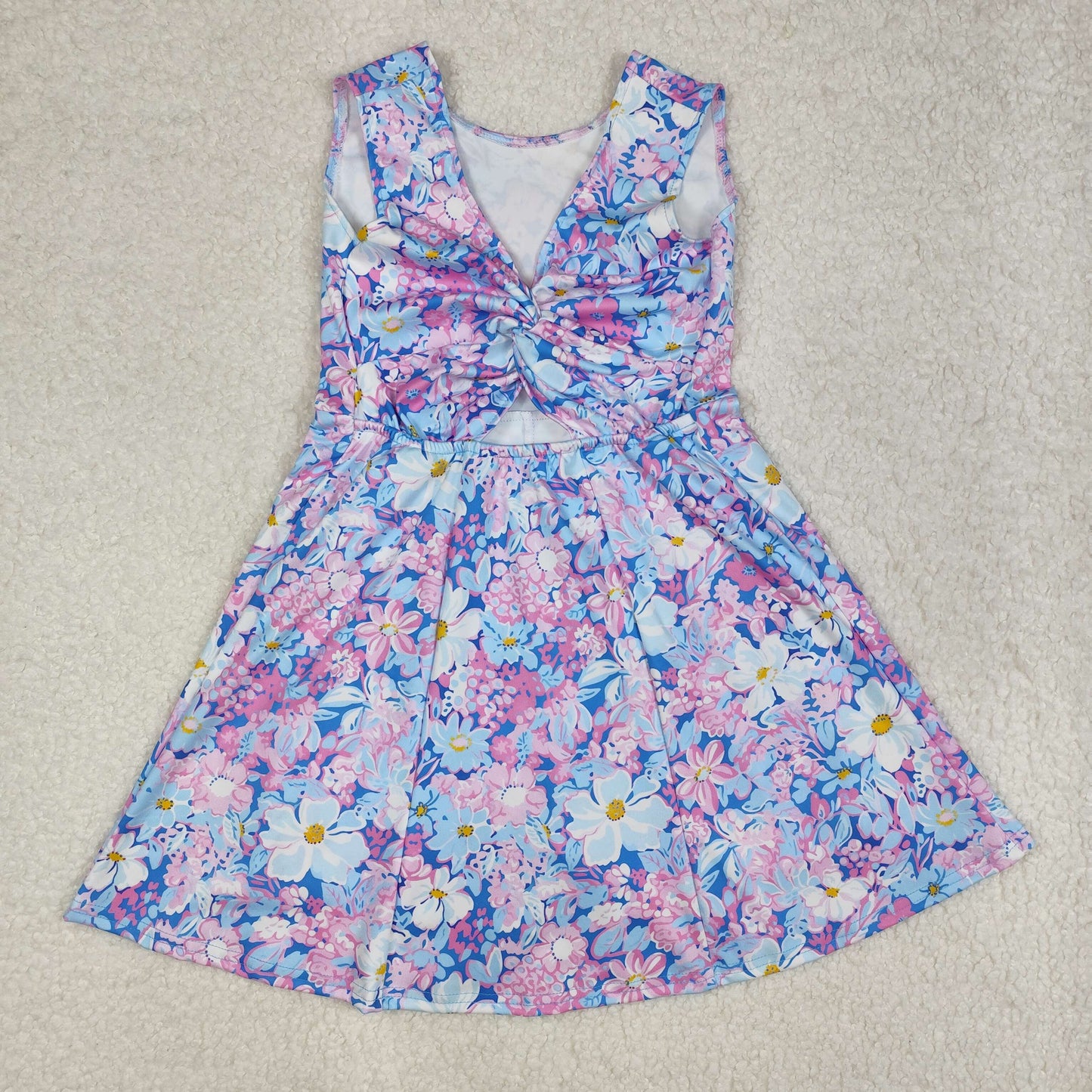 GSD1845 Purple Blue Flower sleeveless Dress Yoga boutique Girls Summer clothes  202502