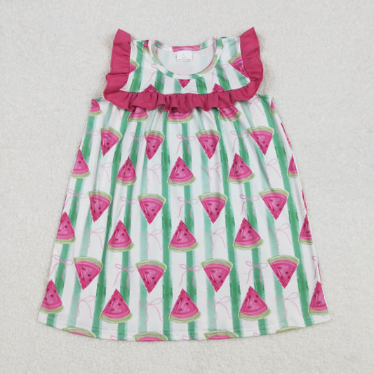 GSD1911 Red Green Watermelon Ruffle Sleeveless Dress Girls Boutique clothes  202502 RTS