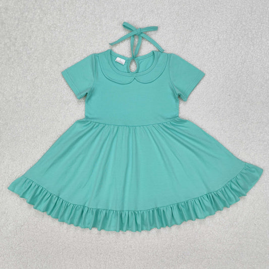 GSD1918 Pure Mint Green Ruffle Short Sleeve Dress Girls Boutique clothes  202503 RTS