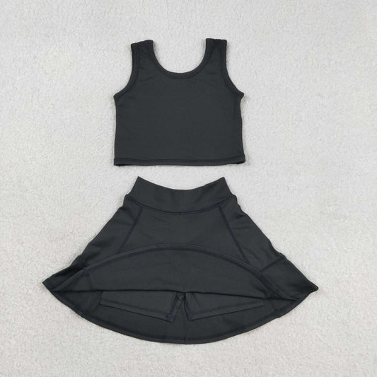 New GSD1982 Solid Black Sleeveless Top Skirts Shorts for Girls Yoga Sets 202603 RTS