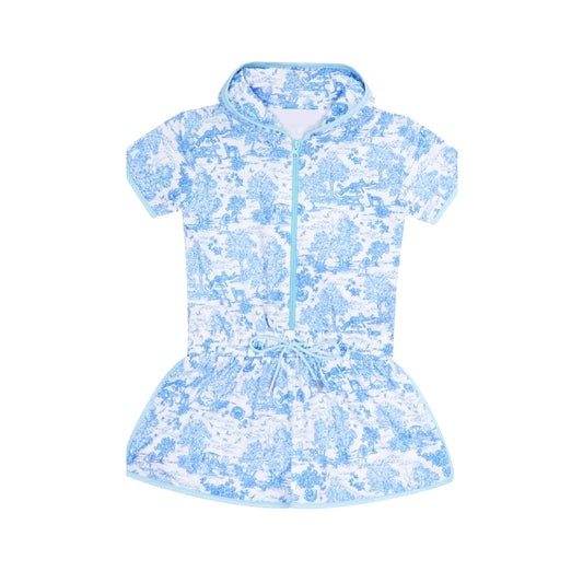 Preorder GSD2020 Sky Blue Flower Tree Zippy short sleeve dress Girls Boutique Summer clothes  202502 RTS