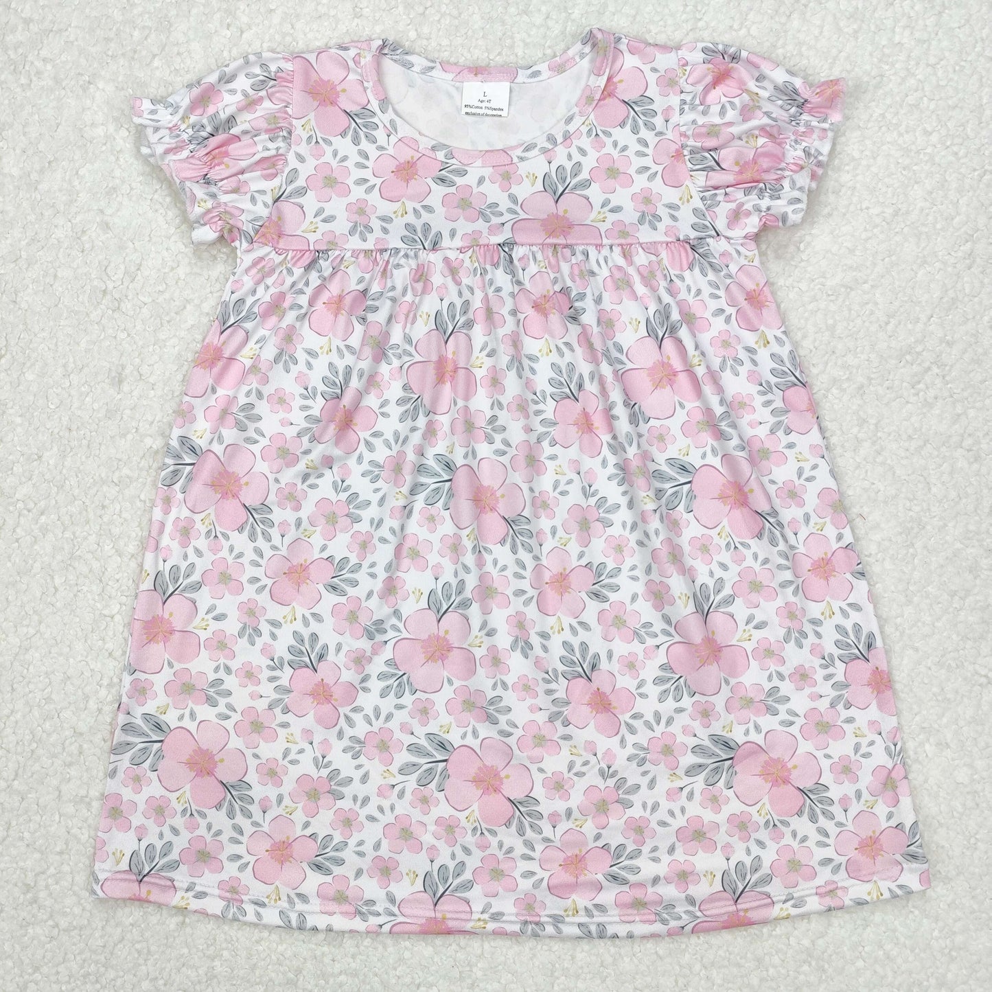 GSD2026 Pink flower short sleeve dress Girls Boutique Summer clothes 202503 RTS