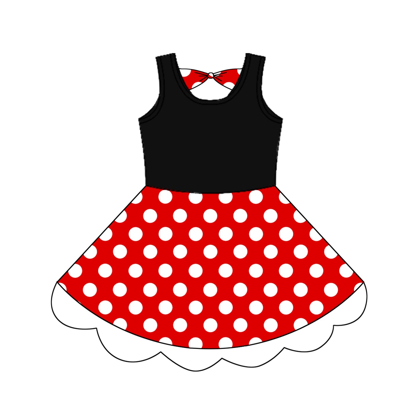 Preorder GSD2037 Black sleeveless red dot lace dress Girls Boutique Summer clothes  202502