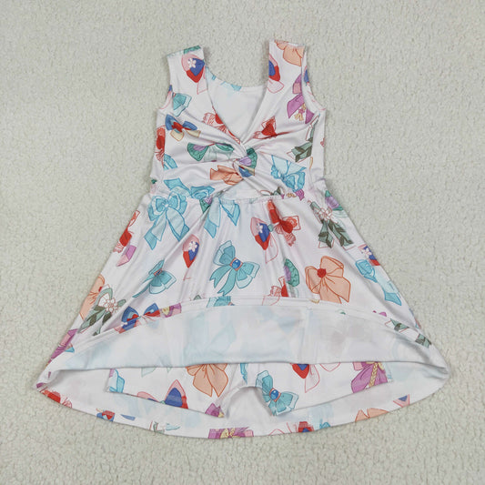 GSD2049 Yoga Outfit Colored Bows sleeveless dress romper Girls Boutique Summer clothes  202506 RTS