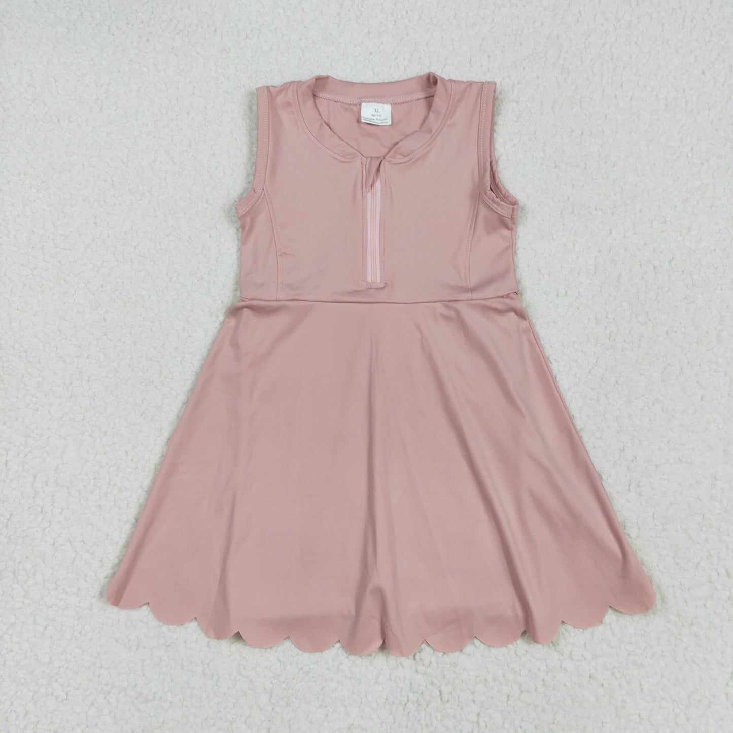 GSD2086 Solid color Pink zip yoga dress girls boutique sleeveless dress 202505 RTS