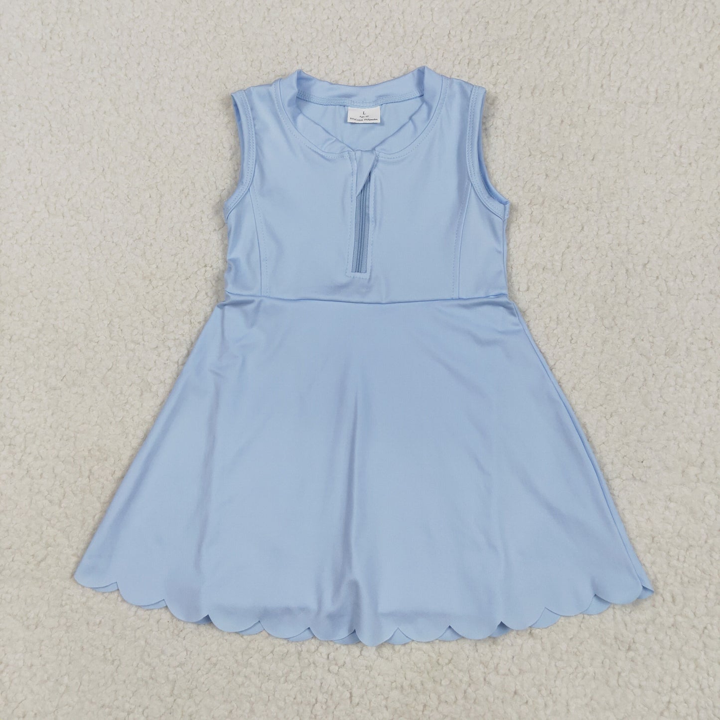 GSD2088 Solid color Haze blue zip yoga dress girls boutique sleeveless dress 202504 RTS