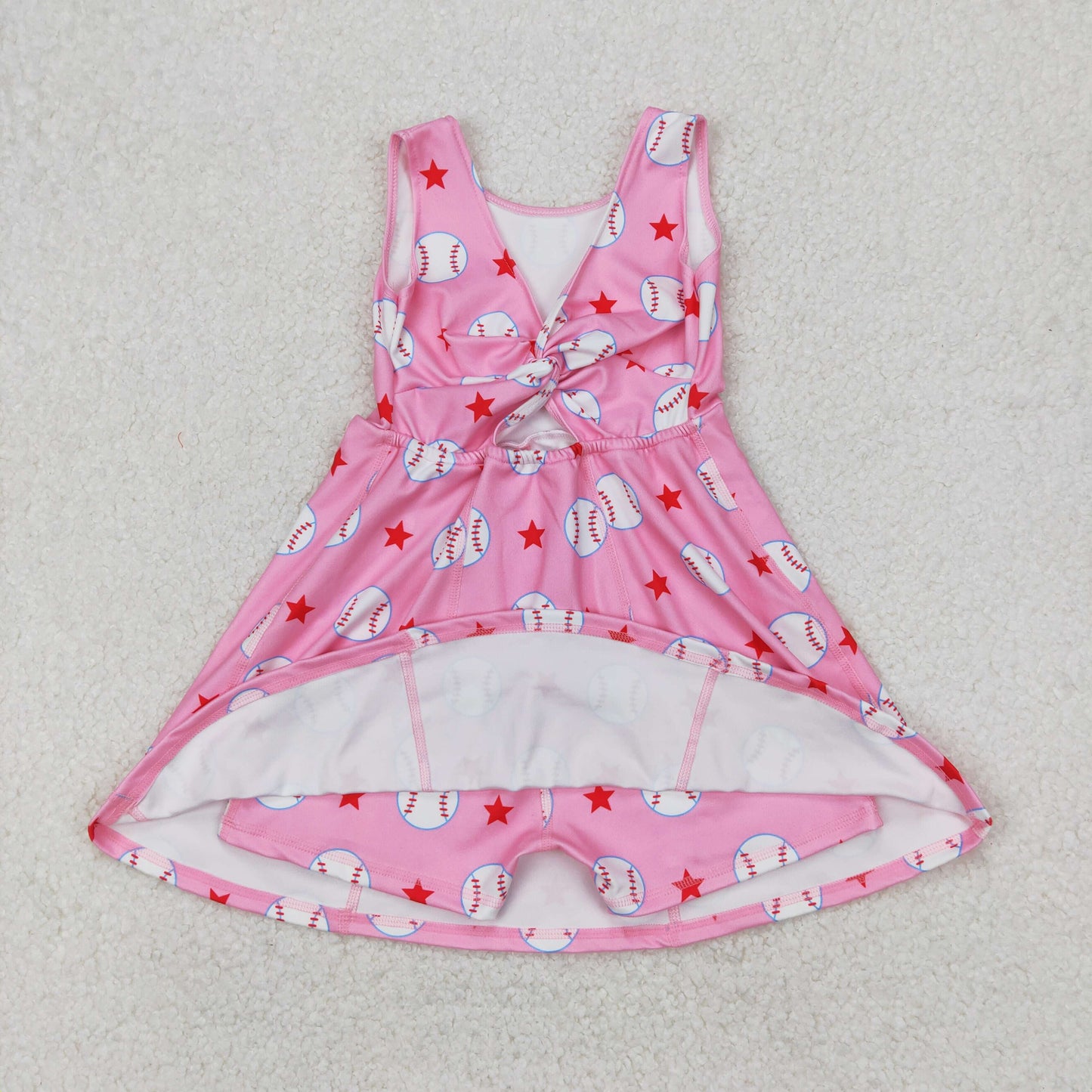 GSD2135 Yoga outfit Pink Star Baseball sleeveless Dress shorts Girls clothes  202503 RTS