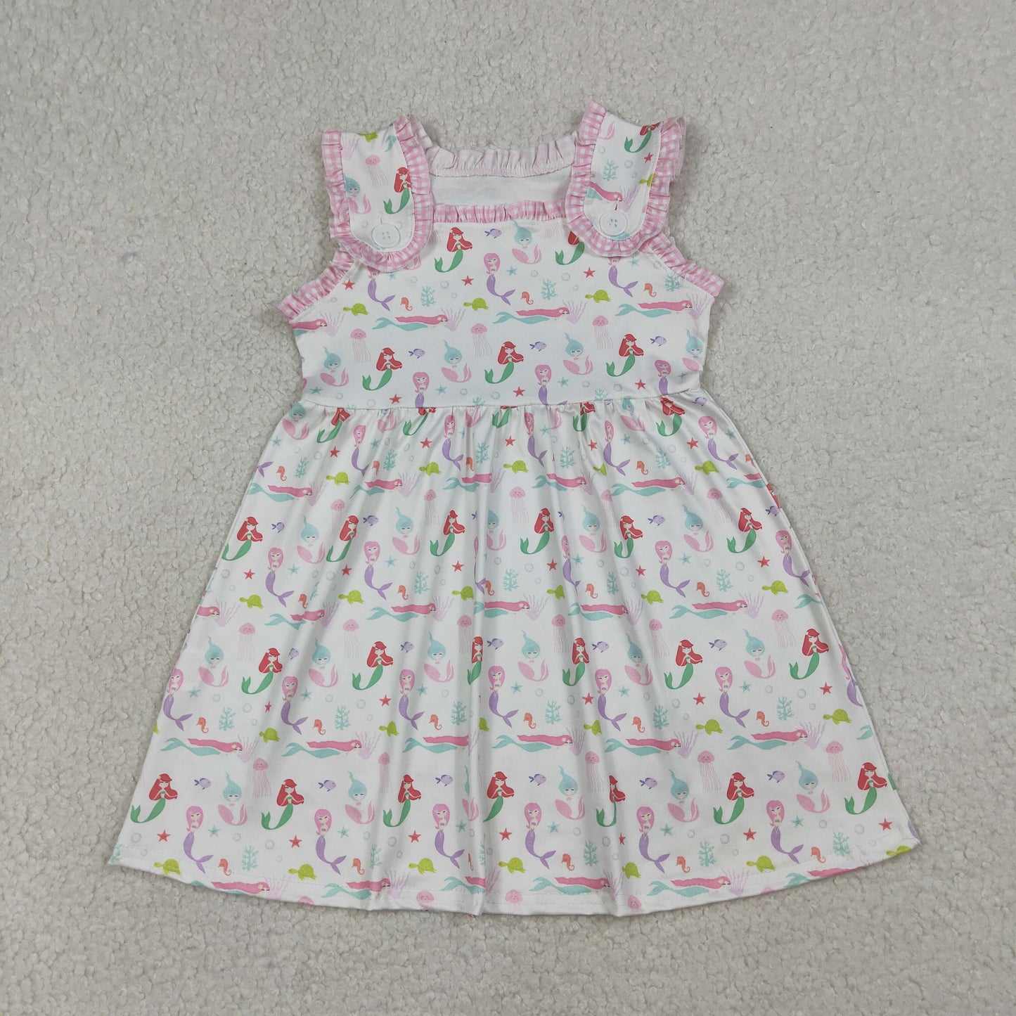 GSD2142 Pink Ruffle Mermaid Princess Sleeveless Dresses for Girls 202603 RTS