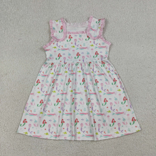 GSD2142 Pink Ruffle Mermaid Princess Sleeveless Dresses for Girls 202603 RTS