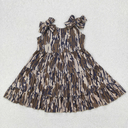 GSD2203 Brown Camo Leaf Sleeveless Dress Girls Boutique Outfits 202503 RTS