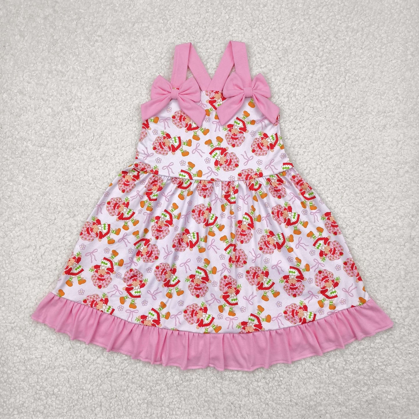 GSD2213 Pink Bows Flower Ruffle Sleeveless Dress Girls Boutique clothes  202504 RTS