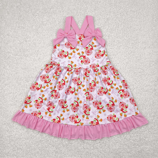 GSD2213 Pink Bows Flower Ruffle Sleeveless Dress Girls Boutique clothes  202504 RTS