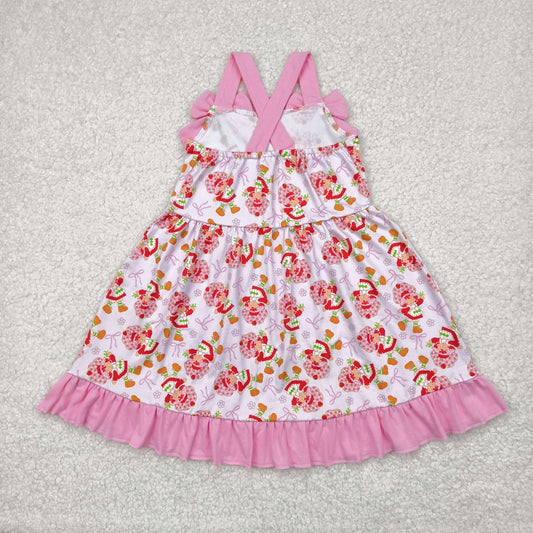 GSD2213 Pink Bows Flower Ruffle Sleeveless Dress Girls Boutique clothes  202504 RTS