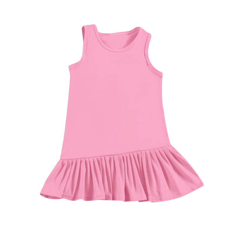 preorder GSD2245 Yoga outfit Pure Pink Ruffle Sleeveless Dress Shorts Girls Clothes  202503