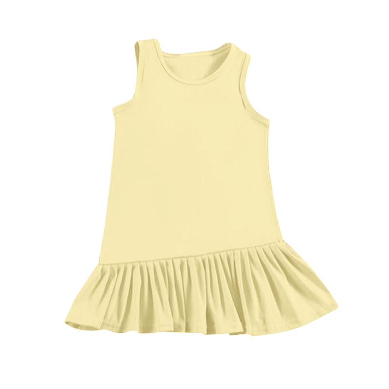preorder GSD2247 Yoga outfit Pure Yellow  Ruffle Sleeveless Dress Shorts Girls Clothes  202503