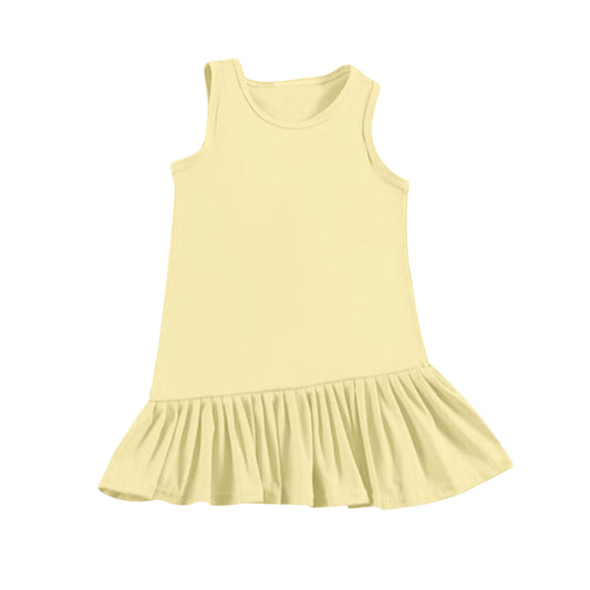 preorder GSD2247 Yoga outfit Pure Yellow  Ruffle Sleeveless Dress Shorts Girls Clothes  202503
