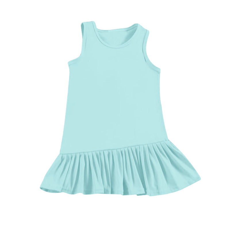 preorder GSD2248  Yoga outfit Pure Blue Green Ruffle Sleeveless Dress Shorts Girls Clothes  202503