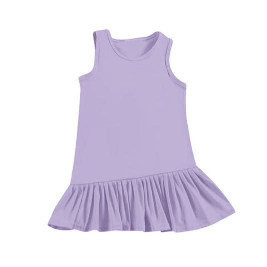 preorder GSD2250 Yoga outfit Pure Purple Ruffle Sleeveless Dress Shorts Girls Clothes  202503
