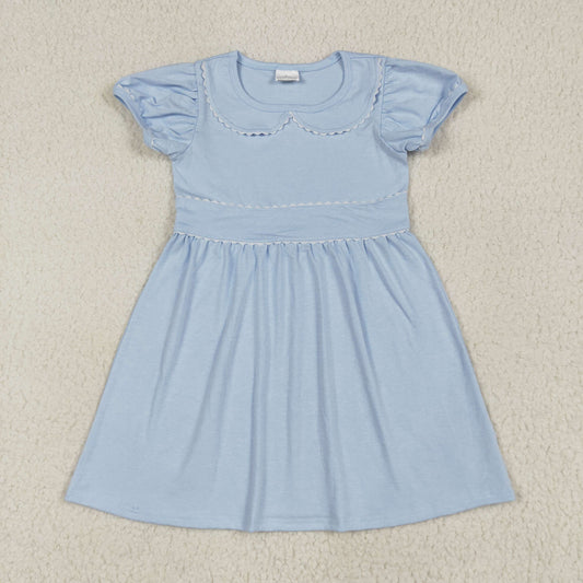 GSD2316 Girls Boutique Pure Haze Blue Doll Collar Short Sleeve Dress 202506 RTS