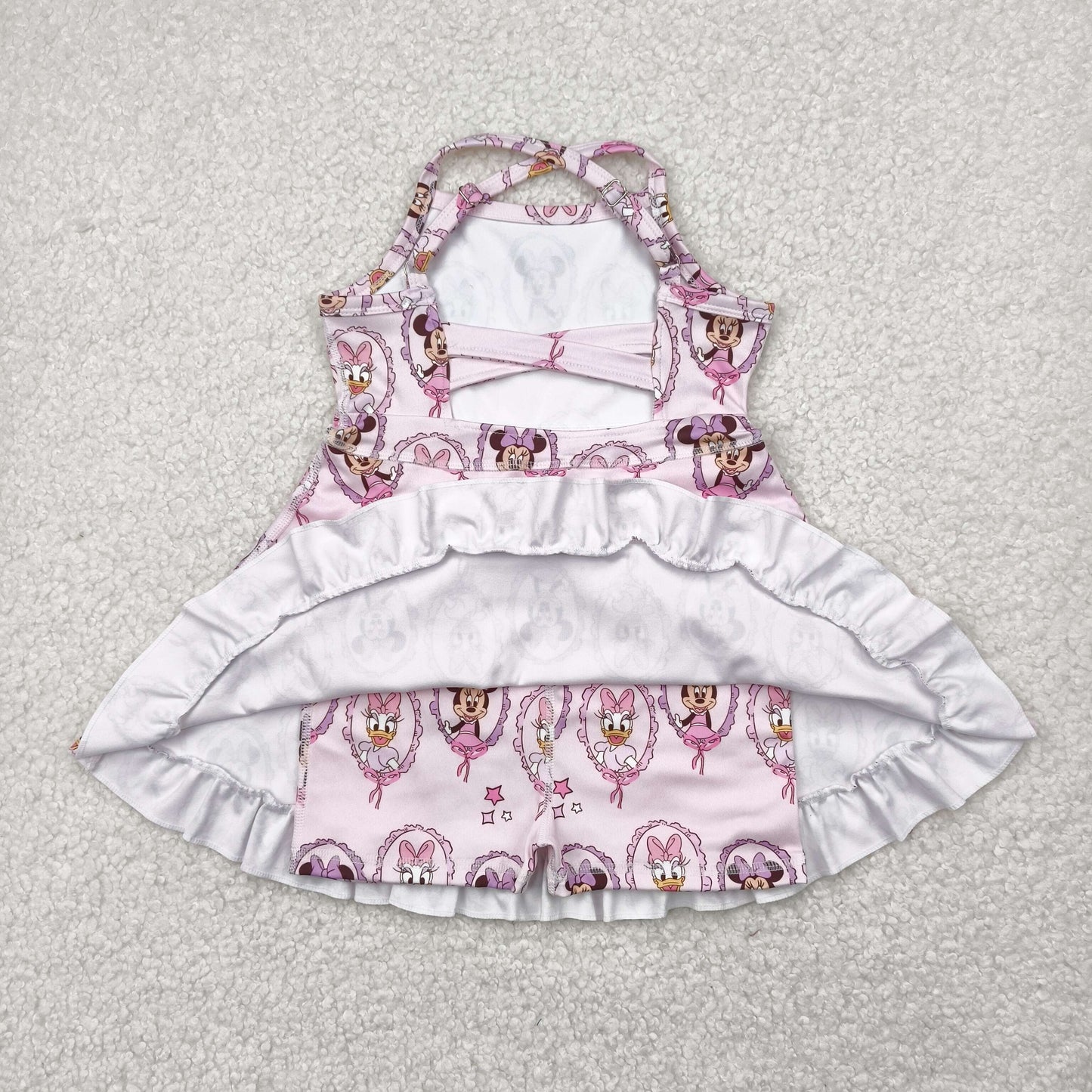 GSD2343 Cartoon Minnie Daisy Pink Yoga Dress Girls Boutique Dress 202504 RTS