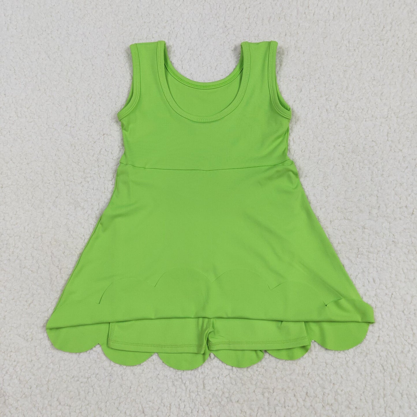 GSD2351 Yoga outfit Pure Green Sleeveless Dress Girls Clothes  202505 RTS