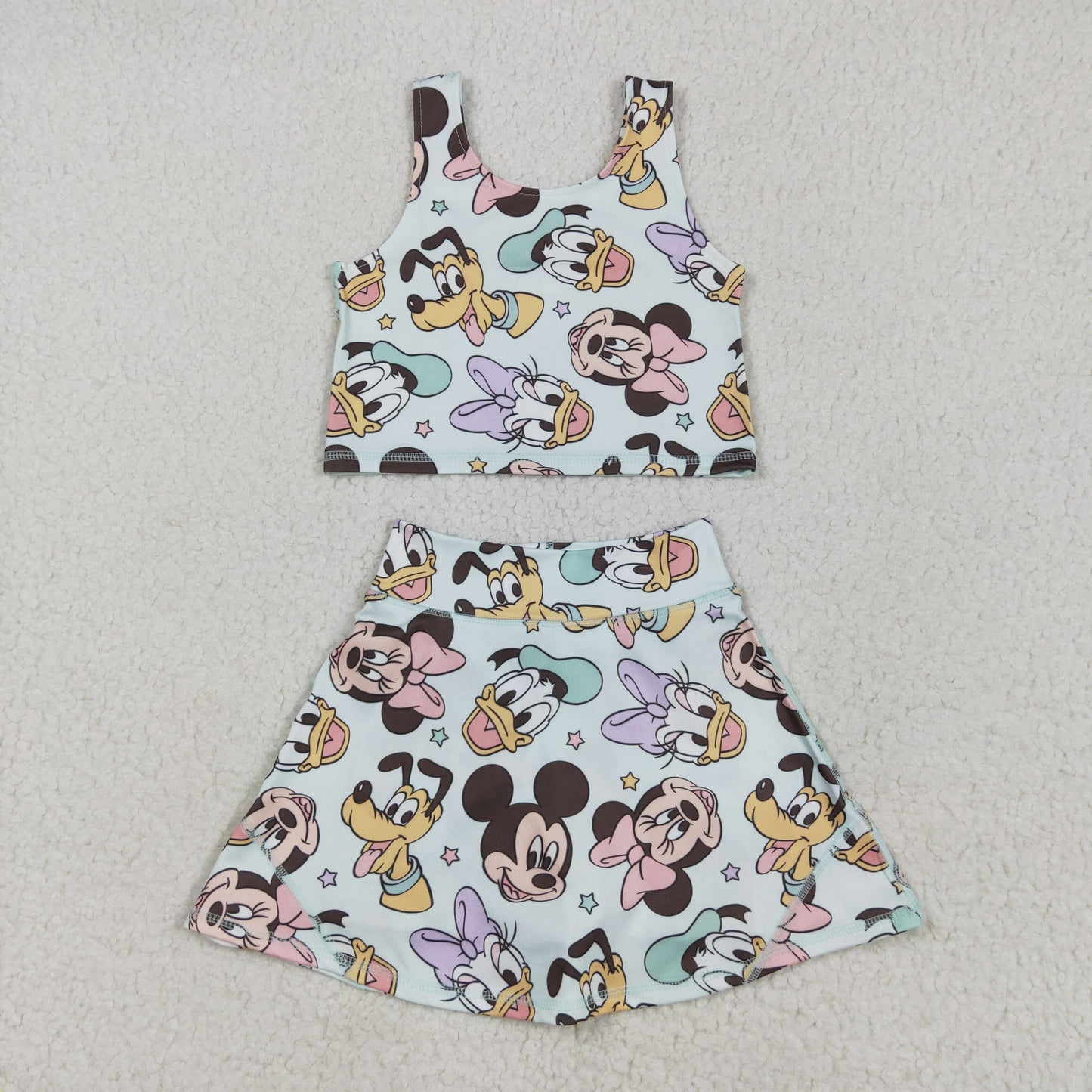 GSD2353 Yoga outfit Cartoon Mickey Mouse Donald Duck Sleeveless Dress Girls Clothes  202504 RTS